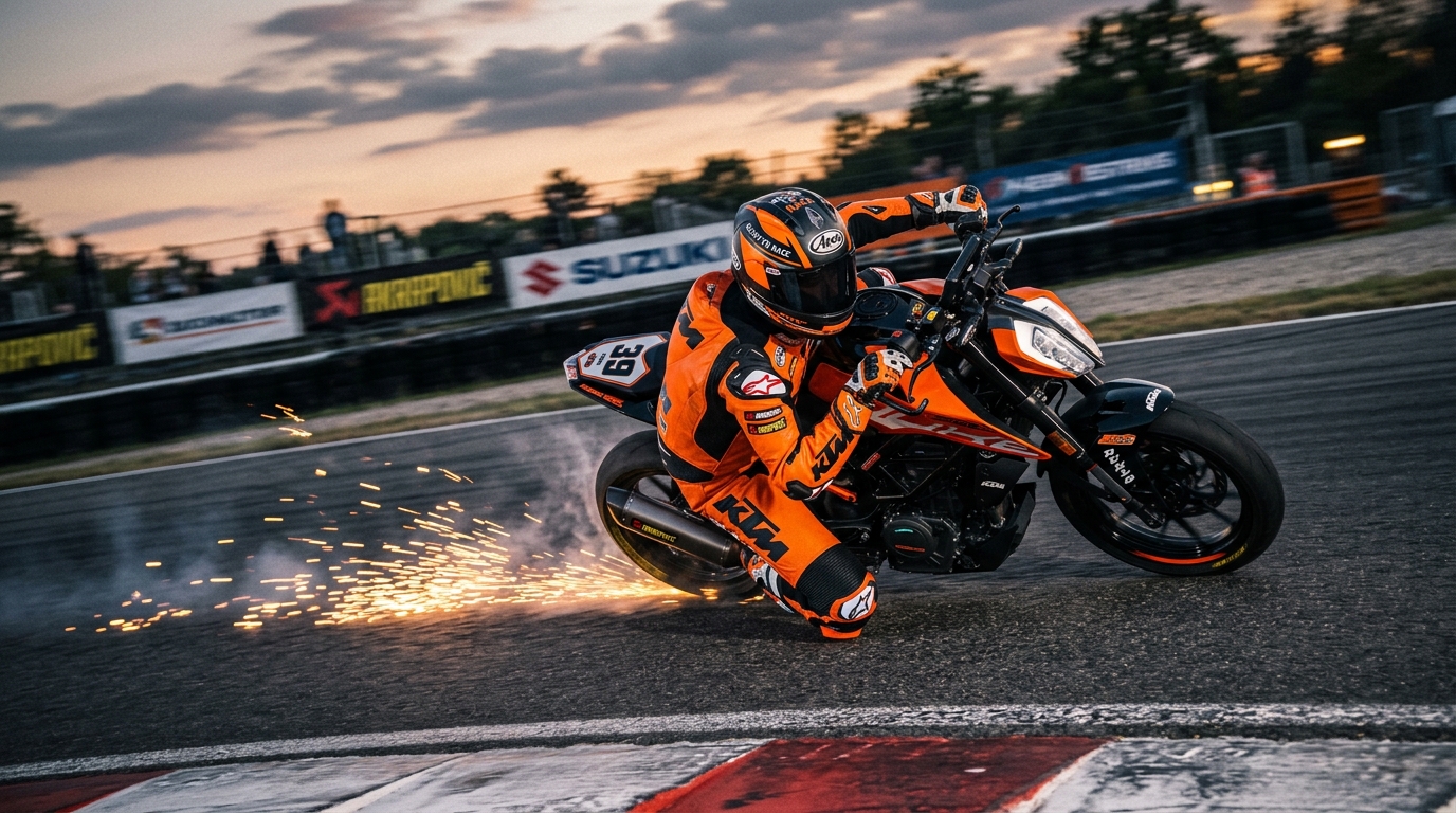 KTM Duke 390 Knee-Down Track Action